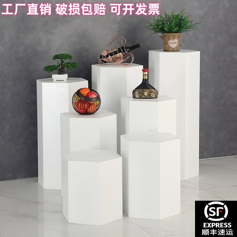 木制烤漆六边形展示柜六角展示台定做道具组合橱窗模特底座异型台