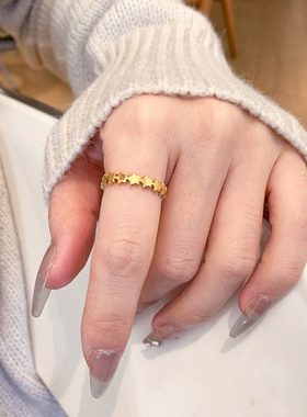 大码戒指女胖MM欧美2024年新款简约五角星星胖人粗手指食指指环潮