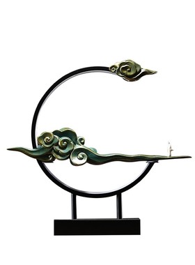 创意灯圈倒流香炉摆件禅意玄关家用D室内新中式桌面装饰檀香香薰