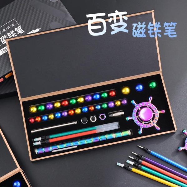 磁力笔磁铁学生文具礼品磁吸解压玩具练字笔磁环百变磁性笔笔