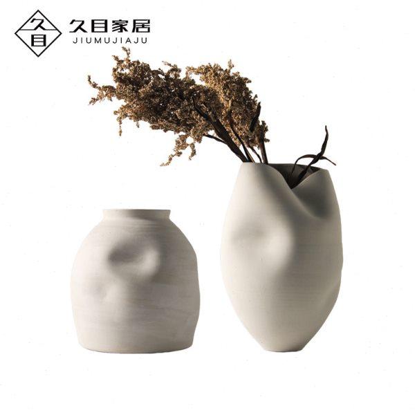 侘寂风素白色花器陶瓷花瓶样板房间干花插电视柜餐桌软装饰品摆件,家居饰品,花瓶,淘宝优惠券,粉丝福利购,淘宝优惠卷