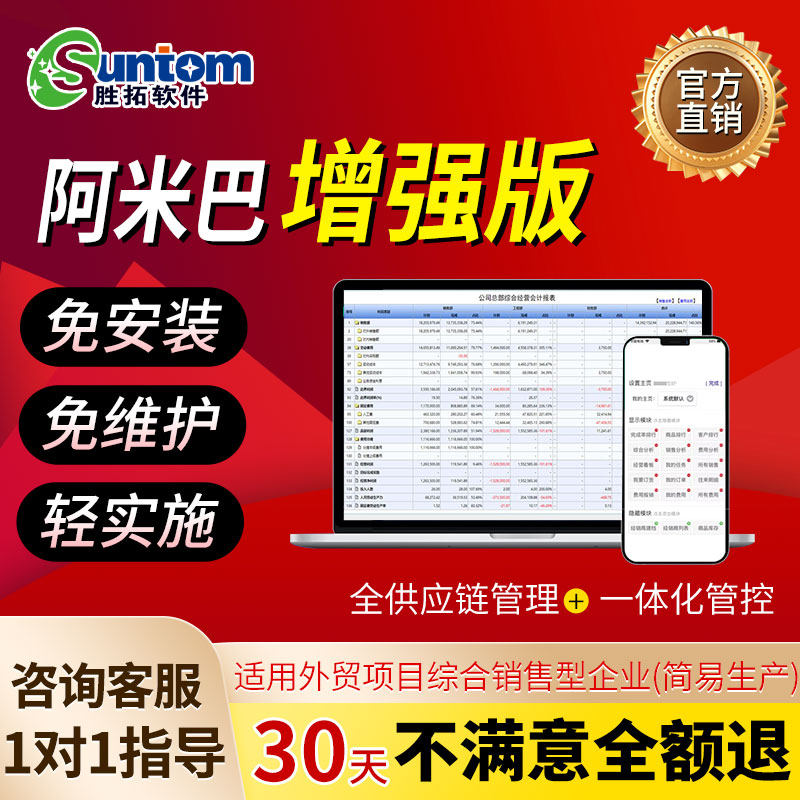 胜拓阿米巴软件A5进销存生产项目外贸ERP业财一体化买断版/年费