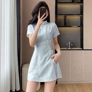 改良旗袍连衣裙夏季2025新款复古新中式国风年轻款气质两件套套装