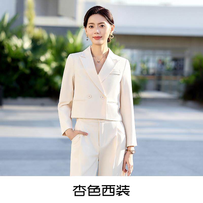 灰色休闲西装套装女秋秋款高级感小个子气质修身通勤短款西服外套