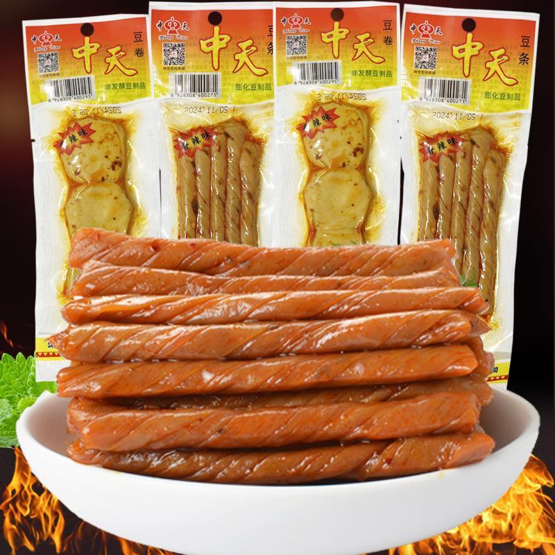 新货中天豆干香辣豆卷豆条图片
