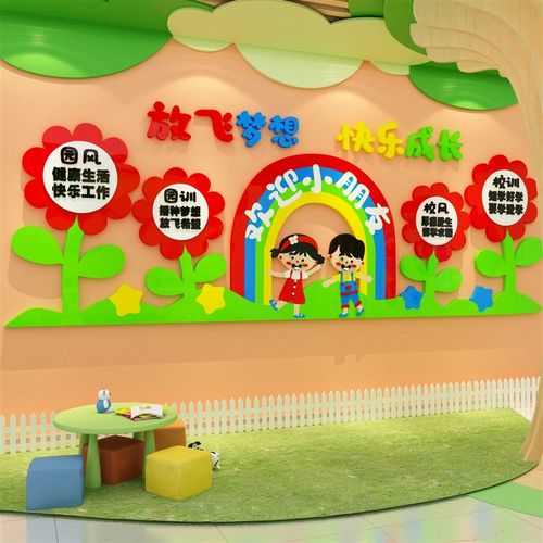 幼儿园理念互动主题墙环创材料楼梯走廊大厅N形象设计文化装饰成