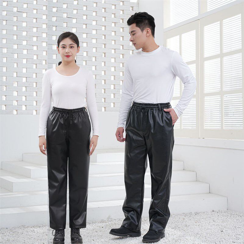 秋季pu皮裤男防油防水工作裤屠宰水产劳保加厚骑行防风工作服正阳