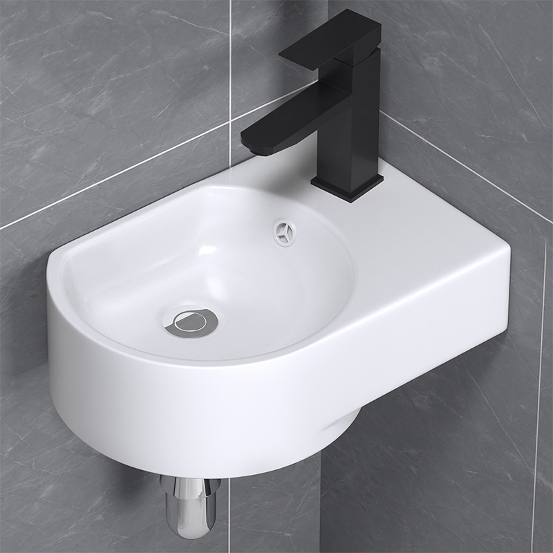 小户型挂墙式陶瓷洗手盆卫生间阳台墙角迷你窄边挂盆简易洗脸盆,家装主材,挂墙式洗脸盆,淘宝优惠券,粉丝福利购,淘宝优惠卷