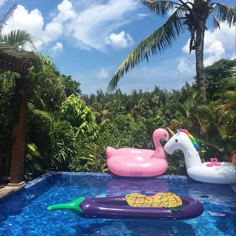 游泳圈浮床躺椅茄子水上充气玩具成人儿童泳池漂浮船加厚大号浮排