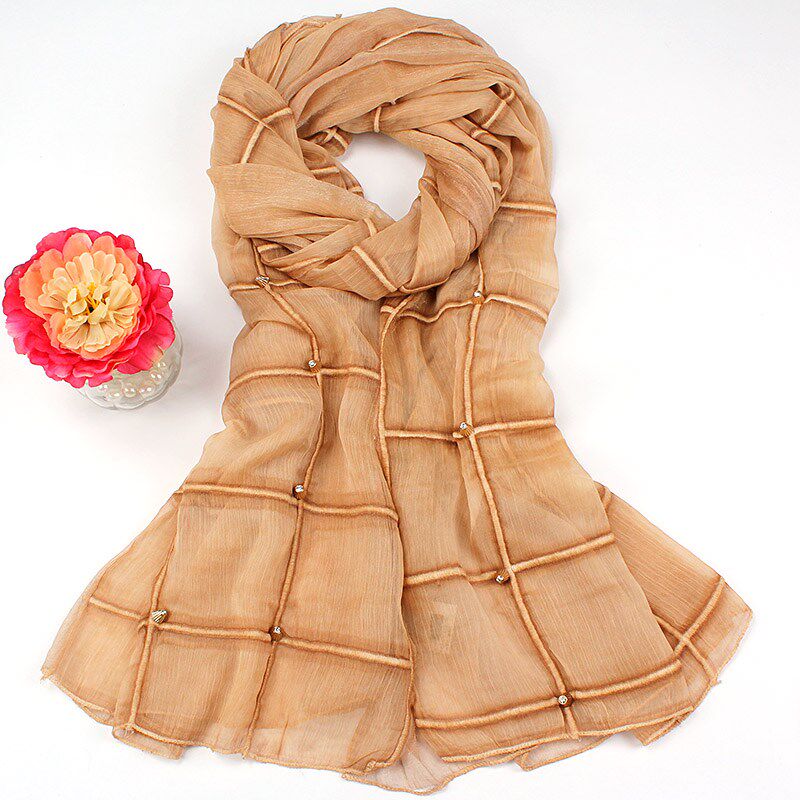 韩版秋冬季纯色蕾丝雪纺绣花围巾百搭时尚新款丝巾披肩两用纱巾女