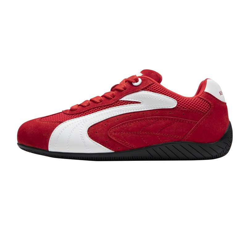 森果果 赛车鞋/白红色德训鞋男2025夏季新款网面内增高鞋子板鞋女