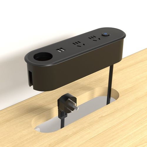 椭圆形桌面嵌入式插座办公会议桌老板桌多功能线孔盖插排排插线盒