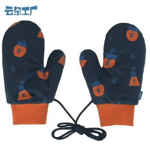 云朵工厂 船员印花手套加绒加厚可爱情侣保暖秋冬季挂脖全指手套