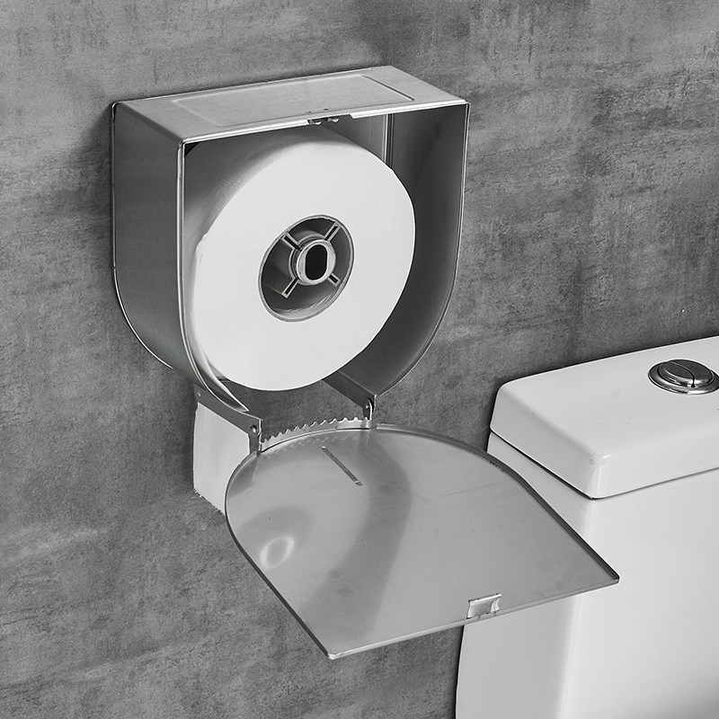 304不锈钢厕所大卷纸盒壁挂式擦手公共酒店商用抽纸纸架盒卫生间