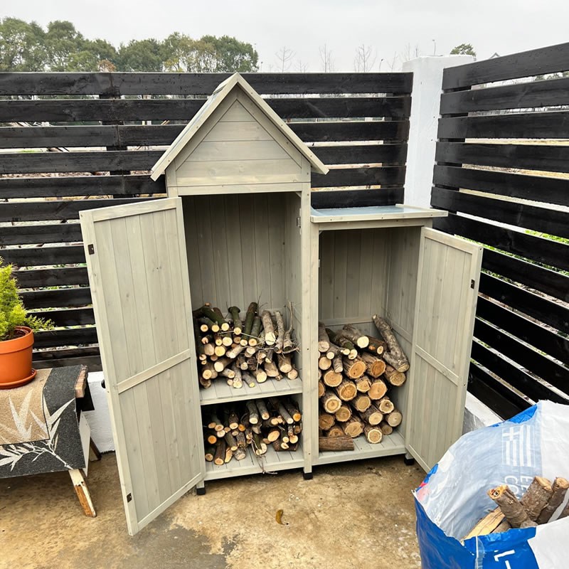 壁炉木柴收纳柜储物柜多功能小木屋防雨腐实木户外庭院花园工具房