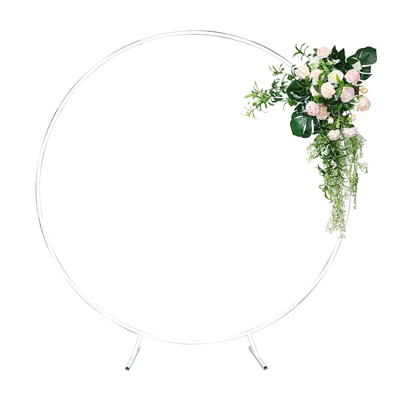 花架拱门户外婚礼金色圆形气球拱门 婚庆气球拱门背景圆环花拱门