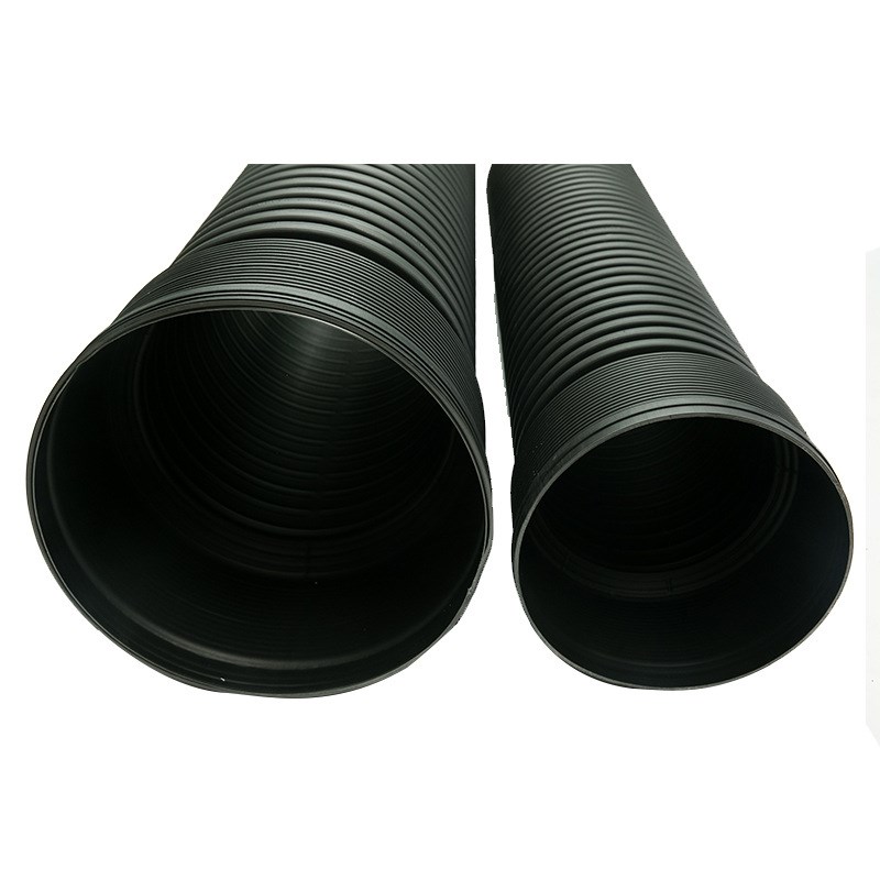 双壁波纹缠绕井筒管 黑色下水管pe黑色波纹管