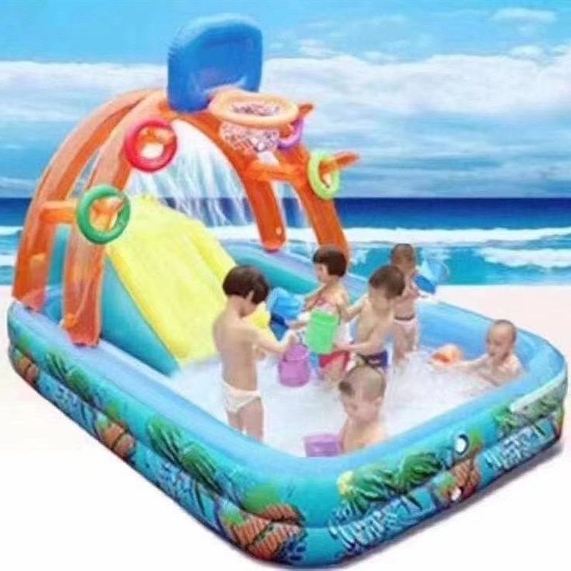 充气海洋球池婴幼儿戏水池儿童滑梯游泳池喷水加厚沙池77307