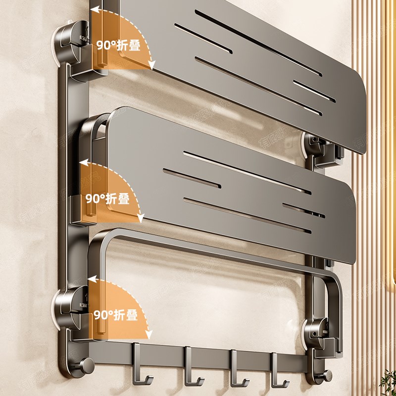 吸盘卫生间浴室置物架加高多层免打孔壁挂洗手间厕所洗漱台收纳架