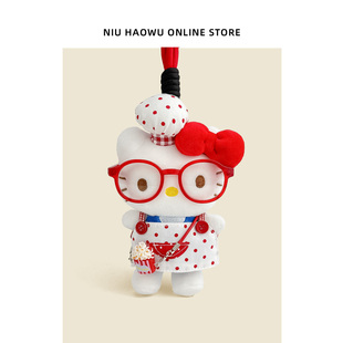 正版 HelloKitty包包挂件毛绒公仔可爱钥匙扣小玩偶书包挂饰哈喽KT