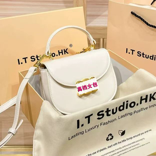 凯旋门真皮手提马鞍包女2025新款小众高级感单肩斜挎包精致小包包