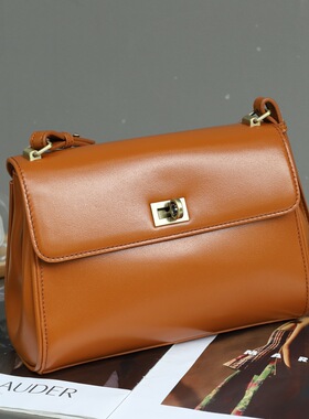 新款高级感复古小方包时尚百搭头层植鞣牛皮腋下包真皮单肩女包潮