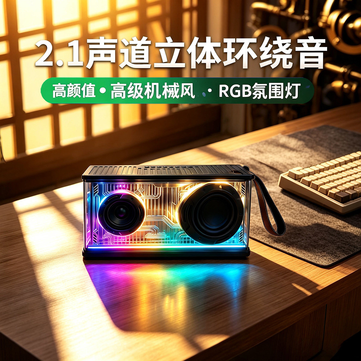 蓝牙音箱低音炮带麦电脑桌面音响