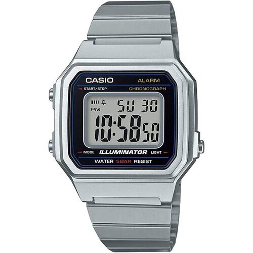 美版Casio卡西欧男表B650WD钢带数字显示LED背光1/100秒秒表手表