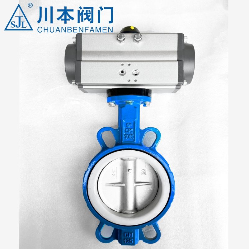 D671F-16Q气动对夹式蝶阀304四氟密封搅拌螺纹法兰不锈钢气阀配件