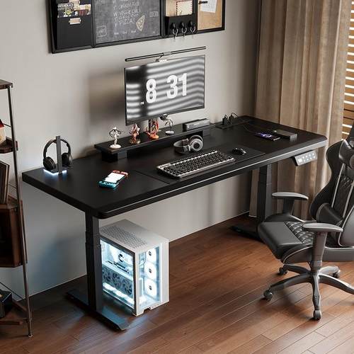 商家补贴 实木智能电动升降电脑桌家用办公书桌工作台实木电竞桌