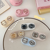 美瞳盒可爱猫鱼隐形眼镜盒便携抽屉式 双层卡通护理盒小巧伴侣盒