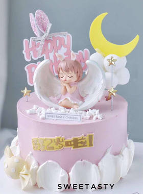 创意卡通可爱安妮蛋糕摆件 烘培派对装饰品 汽车摆件树脂