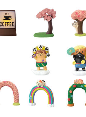 式杂货彩虹猫咪创意日夏日梅雨树脂品小摆件