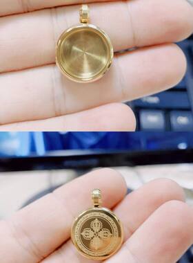 藏传圆形1.5cm随身小唐卡 云纹嘎乌盒 车挂件手串 不锈钢