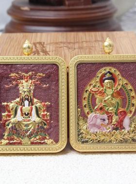 新款藏式朱砂唐卡一面五爷一面八大守护神双面朱砂唐卡吊坠嘎乌盒