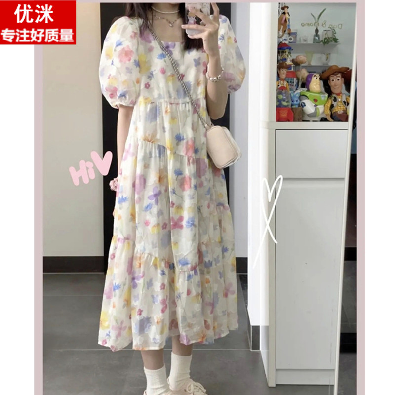 女大童多巴胺连衣裙12p岁胖女孩宽松中长款夏装裙子15初中学生甜
