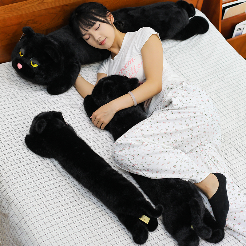 长条黑色猫咪抱枕毛绒玩具