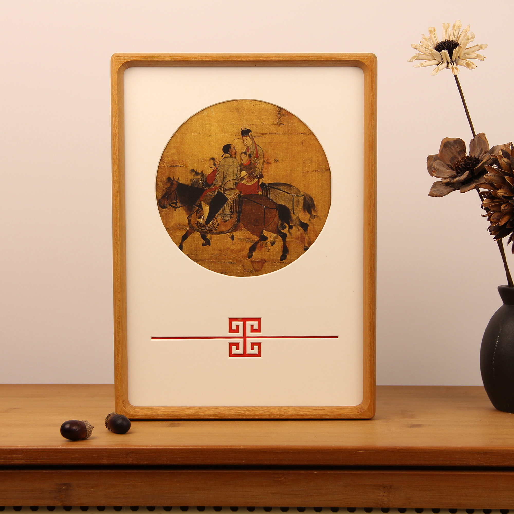 A4A3金丝柚木相框宋画小品文姬图桌面摆台挂画装饰画仕女图山水画