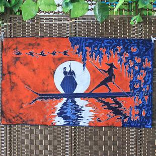 苗族蜡染画渔翁民族特色工艺品壁挂礼品手工制作餐厅酒吧装饰壁画