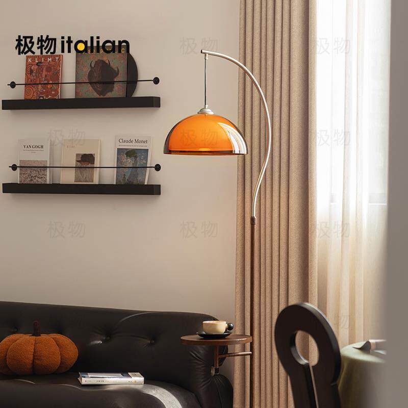 极物中古风钓鱼灯落地灯置物架一体客厅沙发边卧室床头落日氛围灯