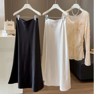 高腰气质时尚 2026新款 显瘦包臀鱼尾裙子 醋酸缎面半身裙女夏季 法式
