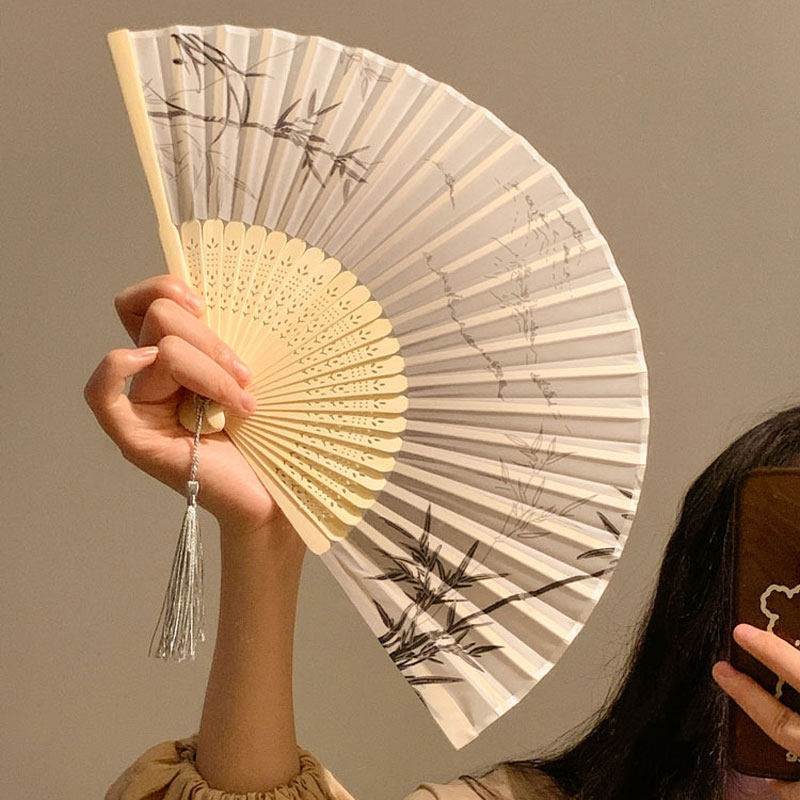 新中式古风竹子折叠扇子夏天轻便旗袍汉服随身便携国风舞蹈折扇女图片