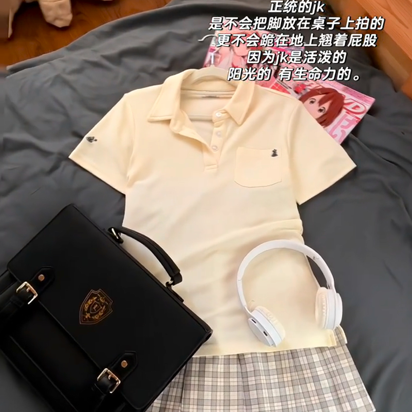 学院风日系JK制服修身Polo衫百搭透气收腰刺绣衬衫女短袖上衣夏季