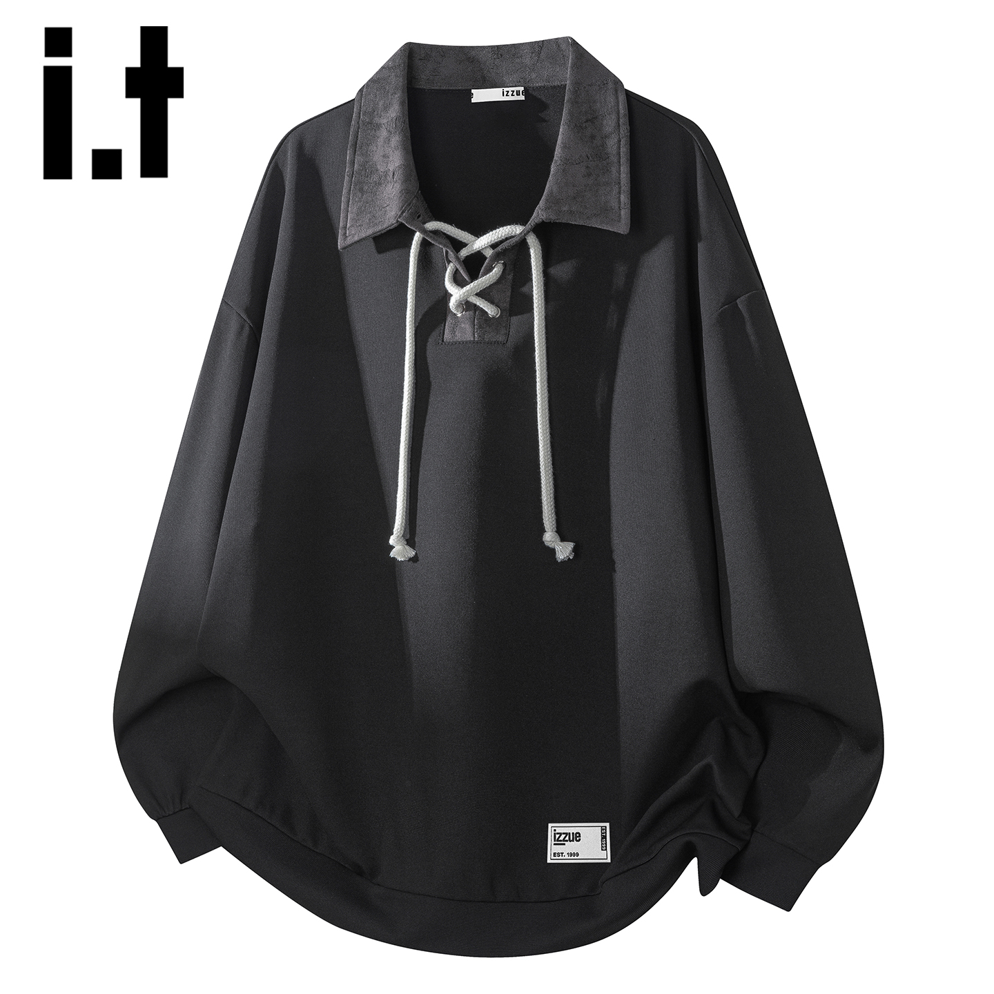 itizzue美式潮牌polo领卫衣男士