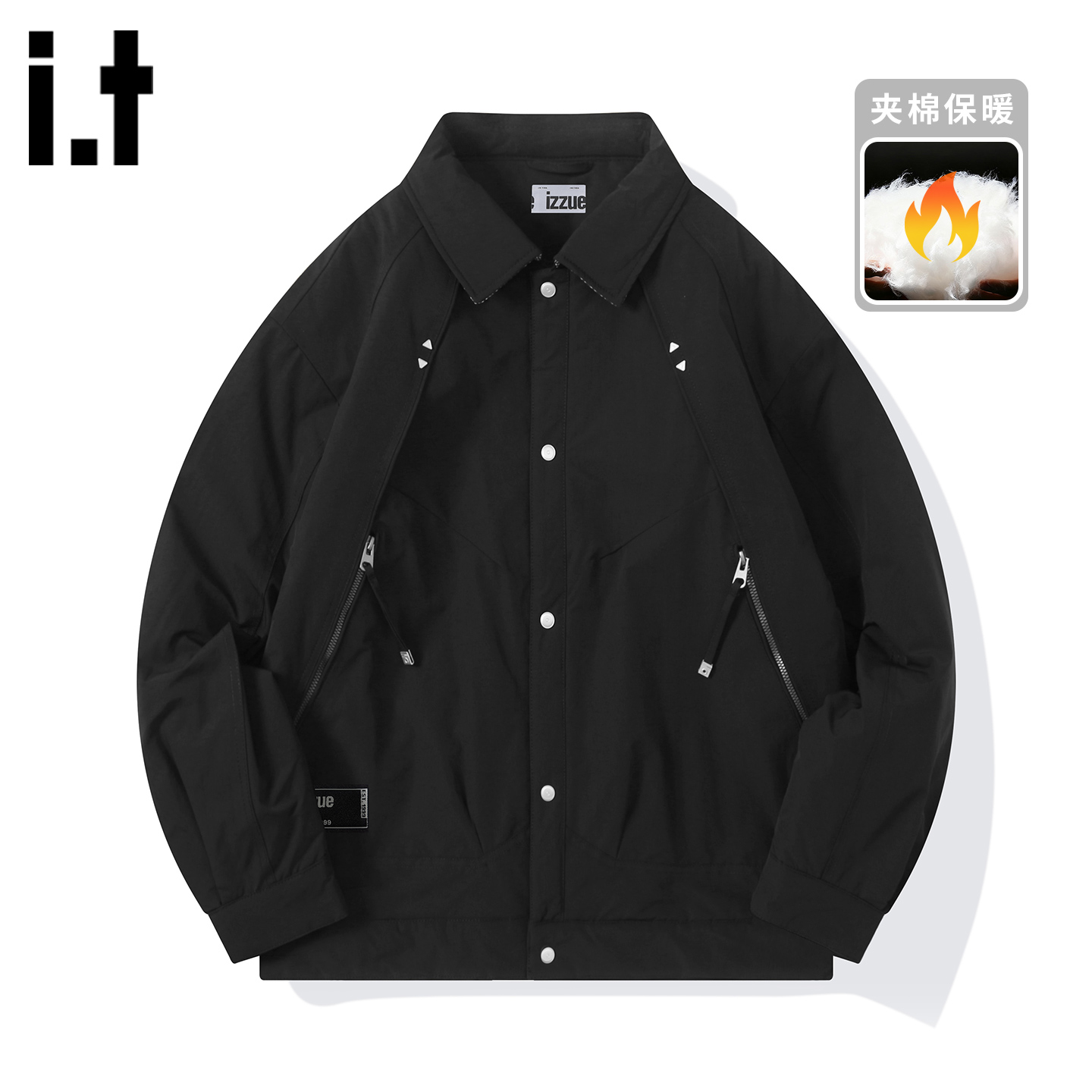 itizzue原创翻领保暖棉服夹克男
