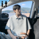 izzue重磅宽松翻领POLO衫 半短袖 男士 夏季 潮牌拉链透气上衣潮Y