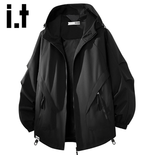 izzue潮牌美式 宽松休闲大码 复古连帽工装 秋冬季 外套Y 夹克男士