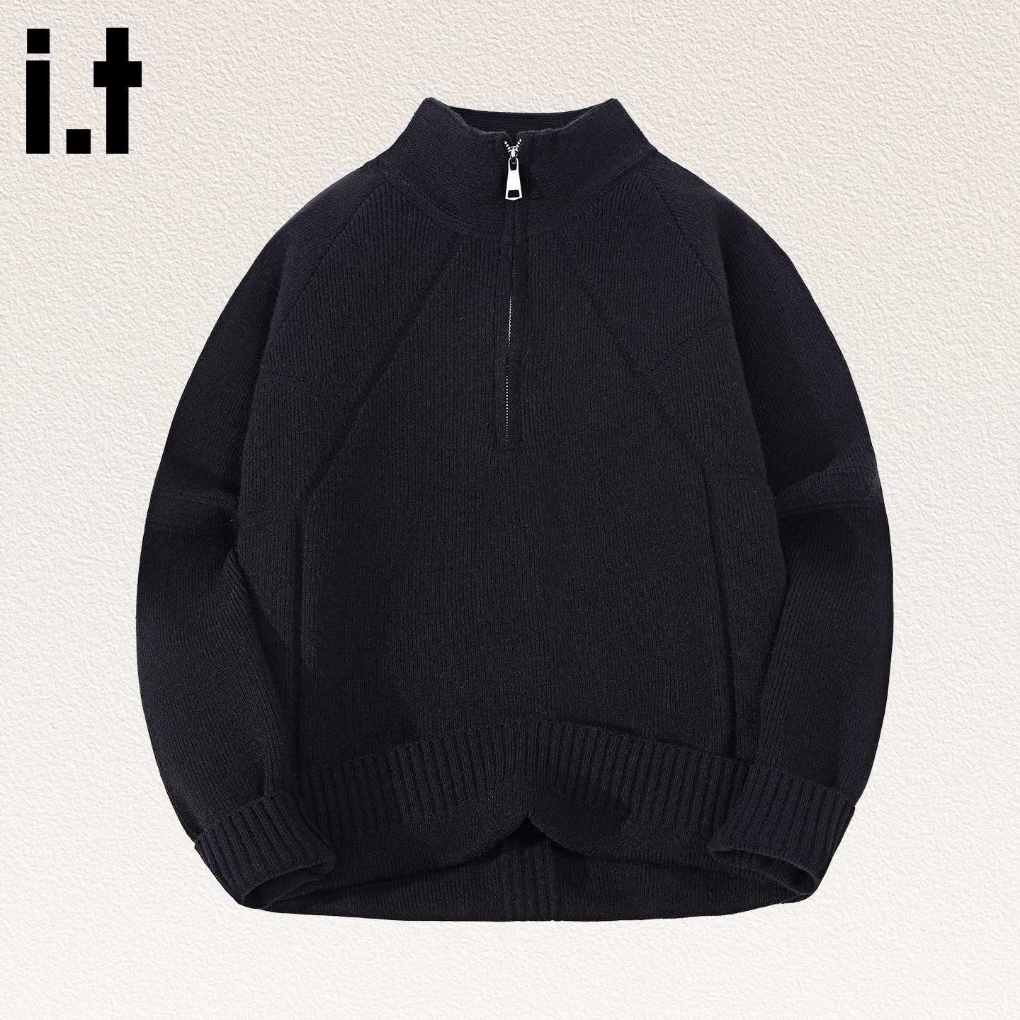 it izzue2025新款毛衣男秋冬季半拉链立领针织衫宽松休闲毛线衫4P