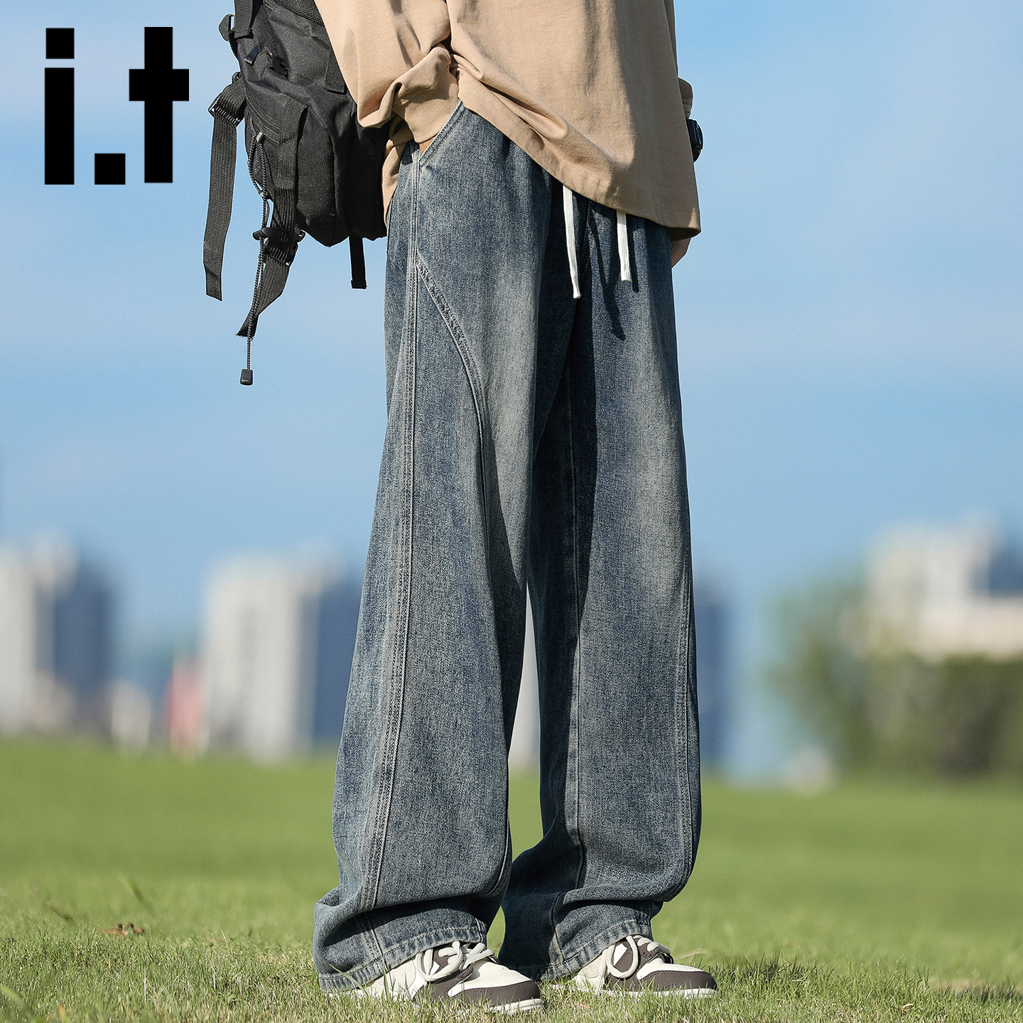 itizzue复古水洗牛仔裤男