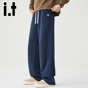 it izzue 美式重磅宽松藏青色卫裤男秋季百搭直筒裤运动休闲裤子Y